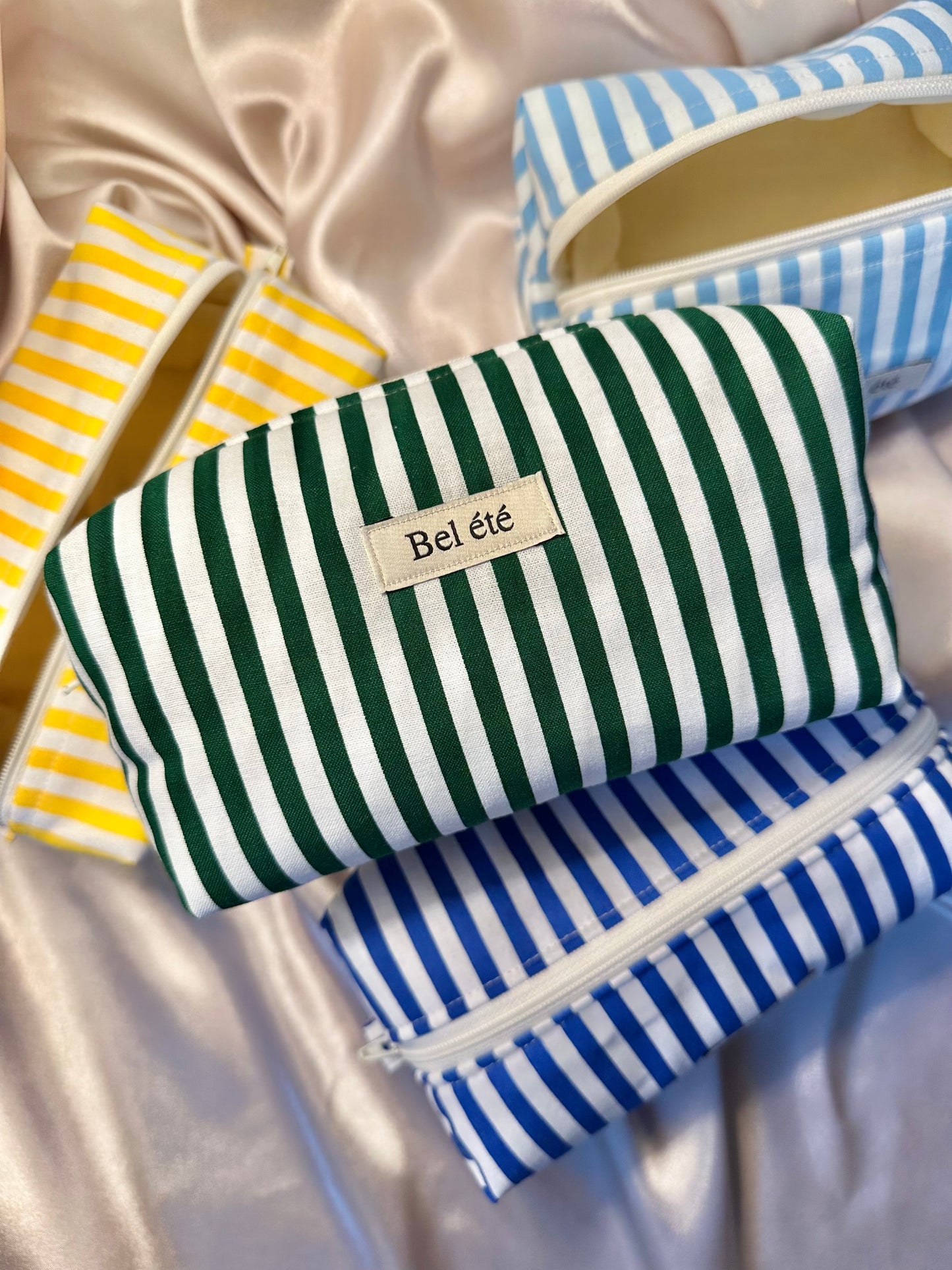 Caramel Box Pouch -stripe green